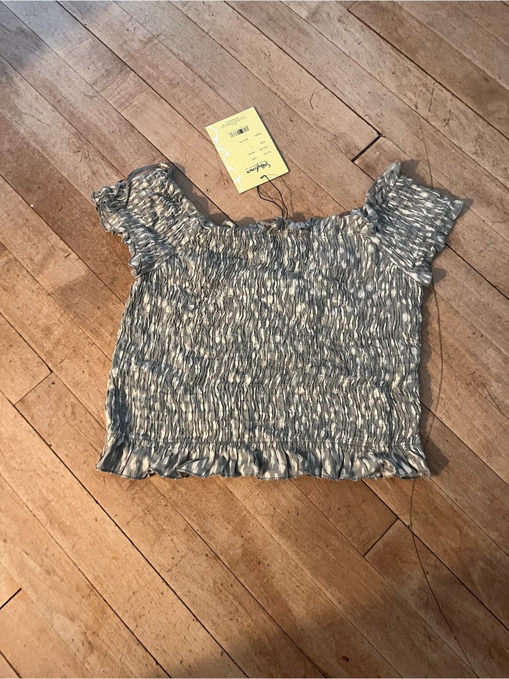 Salty Lemon NWT- Khaki-tan Shirred Bodice top- on or off shoulder Sz L-Sold Out - Picture 8 of 13